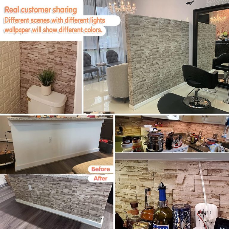 Jeweluck Stone Wallpaper Peel and Stick Wallpaper 17.7inch×118.1inch Brick Peel and Stick Backsplash for Kitchen Wallpaper Stone Contact Paper Removable Wallpaper for Living Room Decorative Vinyl